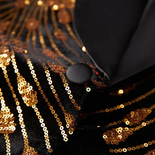 ( Jacket   Pant ) Fashion Men Luxurious Sequin Suit Green / Blue / Golden Male Wedding Dance Party Stage Performance Dress Sets