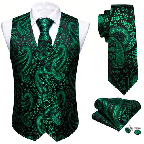 Designer Silk Mens Vest Red Blue Green Gold Purple Pink Flower Paisley Embroidered Waistcoat Wedding Suits Jacket Barry Wang