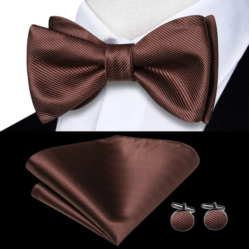 Jacquard Silk Men's Self Bow Tie Hanky Cufflinks Set Male Butterfly Knot Bowtie Wholesale for Male Wedding Business