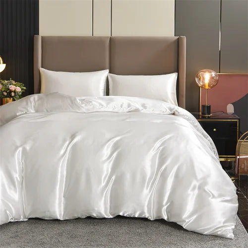 3pcs Satin Duvet Cover Set Bedding Sets Queen Black  Series Luxury Rich Silk Silky Soft Solid   Sexy Honeymoon Wrinkle Free