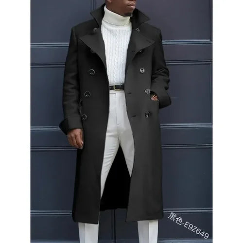 2024 Autumn Winter New Men's Fashion Coat British Baggy Coat Mid-Length Trench Coat Casual Daily Comfortable