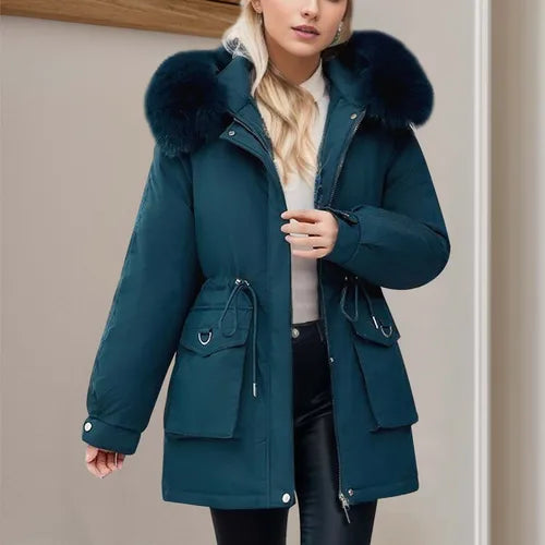 Down Cotton-Padded Coat Women's New Winter Jacket Loose Casual Hooded Outwear Top Female Large Size Thick Fur Collar Parkas