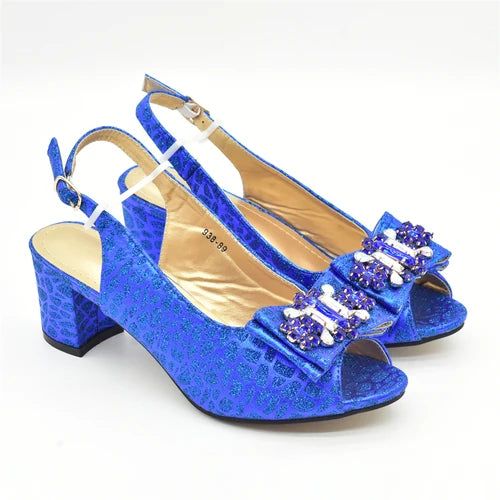 Blue Shoe and Bag Set for Party in Women Italian Shoe and Bag 2024 High Quality Elegant Heeled Shoes for Women African Pumps