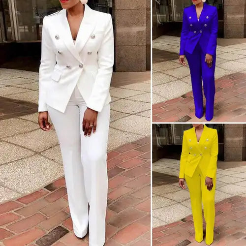 Women's Elegant Casual Fashion 2 Piece Set Blazer   Pants Ladies Business Suits Office Wear Female Trouser Pant Suit