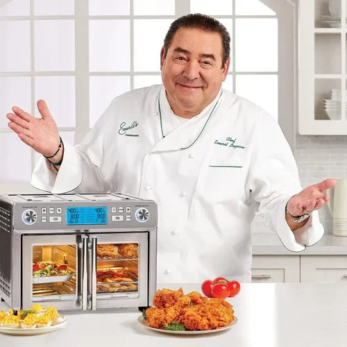 Emeril Lagasse Dual Zone 360 Air Fryer Oven Combo with French Door, 25 QT Extra Large Family Size Meals to Cook Two Foods in