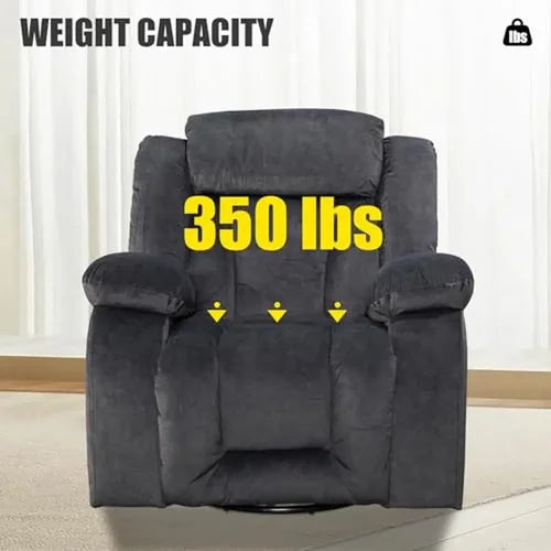 Adults Manual Reclining Sofa Chair Oversized Living Room Comfy Home Theater Seating Black Recliner Swivel 360° Glide Function