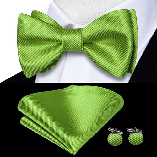 Jacquard Silk Men's Self Bow Tie Hanky Cufflinks Set Male Butterfly Knot Bowtie Wholesale for Male Wedding Business