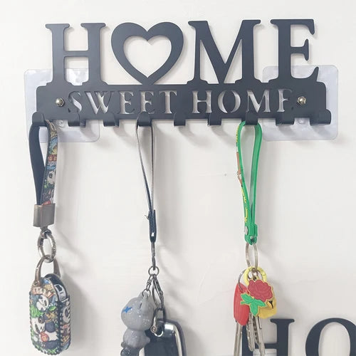 1pc Metal Key Holder Hooks Wall Hanging Wall-mounted Coat Rack Sweet Home Wall Hanger Iron Art Decor For Front Door Kitchen