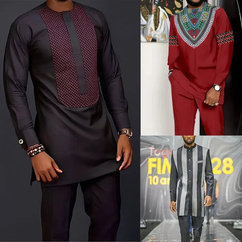 Abaya New 2PC Full Pant Sets To Dress Dashiki African Traditional Outfit O-Neck Mens Luxury Clothing Elegant Brand Suits Fo