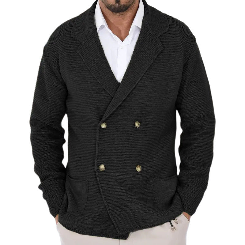 Cardigan Fallwinter Slim Lapel Double Breasted Sweater Men